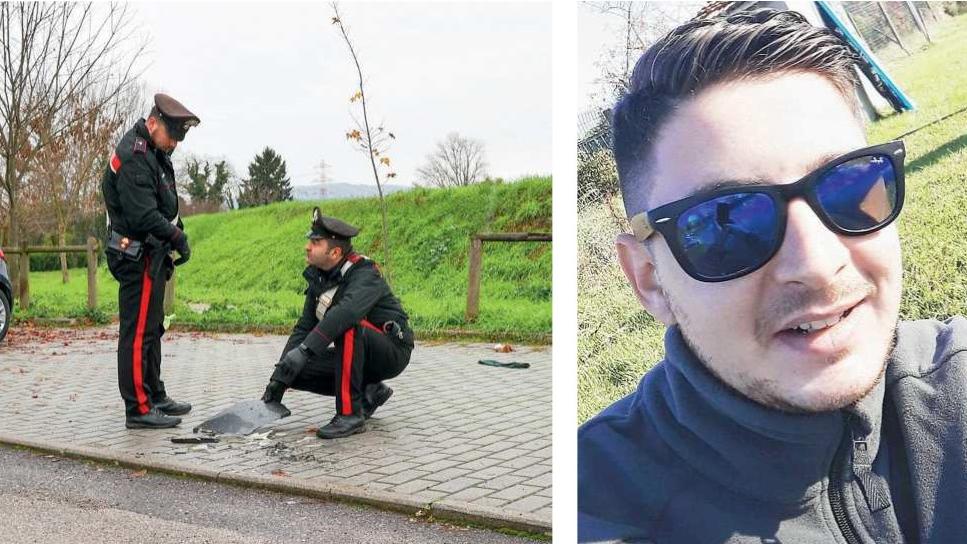 I carabinieri sul luogo dell’agguato a Chiesina Uzzanese (foto Nucci), accanto Simone Matteoni