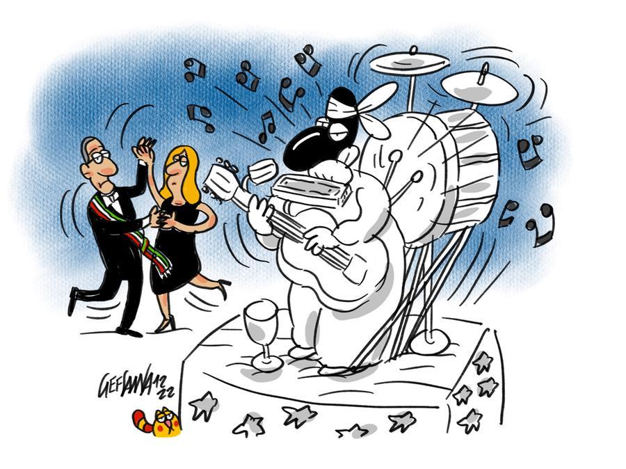La vignetta di Gef: Capodanno a Sassari, una sola scuola ballerà in 4 piazze