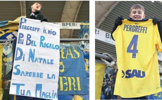 Modena, al Braglia: “Pergreffi, la tua maglia sarebbe un bel regalo di Natale” E il capitano del Modena accontenta il giovane tifoso
