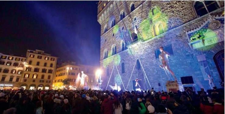 
	Un momento di un precedente Capodanno in piazza della Signoria

