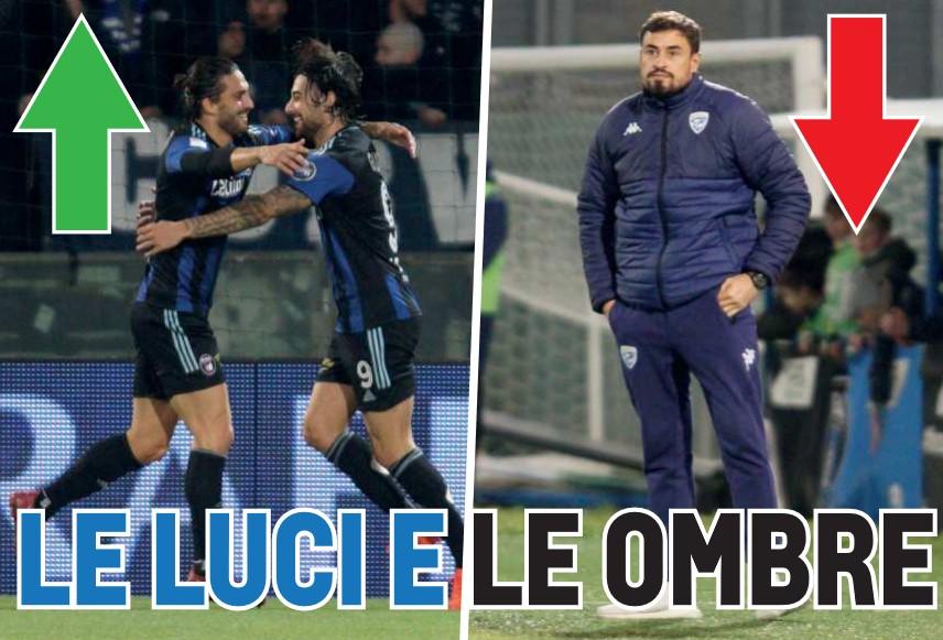 
	L&rsquo;abbraccio tra Gliozzi e Torregrossa. Accanto mister Clotet del Brescia

