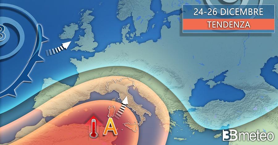 Le previsioni del tempo per il Natale: inverno in stand-by con l’anticiclone, ma non mancherà qualche pioggia