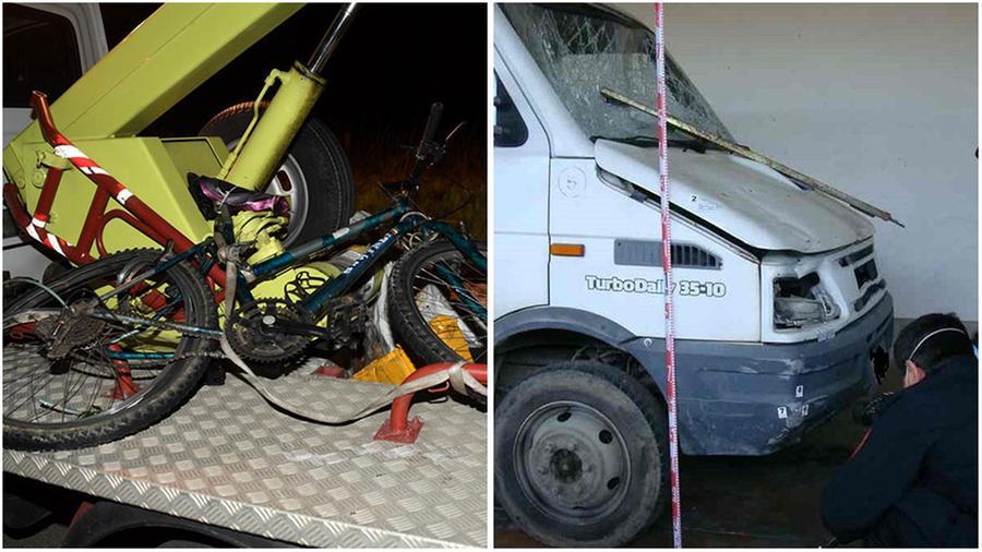 
	La bici del 30enne travolto e il furgone che ha causato la tragedia&nbsp;

