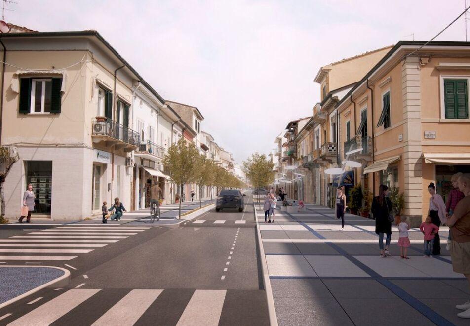 Le simulazioni al computer elaborate dai progettisti per via Mazzini