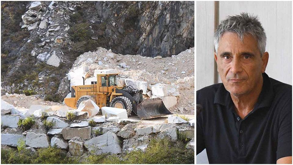 Una veduta delle cave e Fabrizio Santucci (Confindustria)