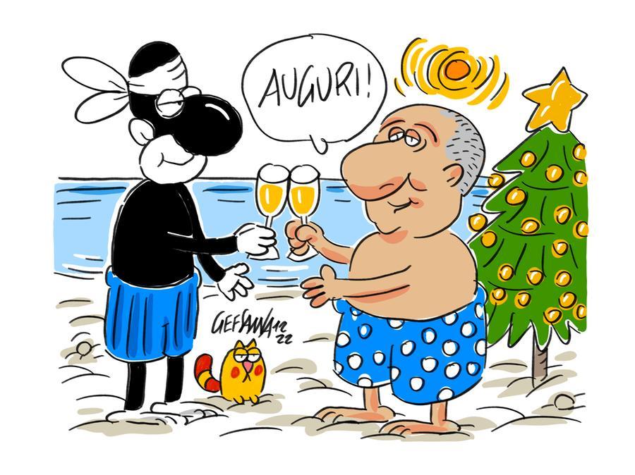 La vignetta di Gef: caldo record per Natale, in Sardegna punte di 25 gradi