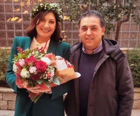 La neodottoressa Laura Giannotti con Giovanni Antonio Sechi coordinatore delle Città del Vino della Sardegna