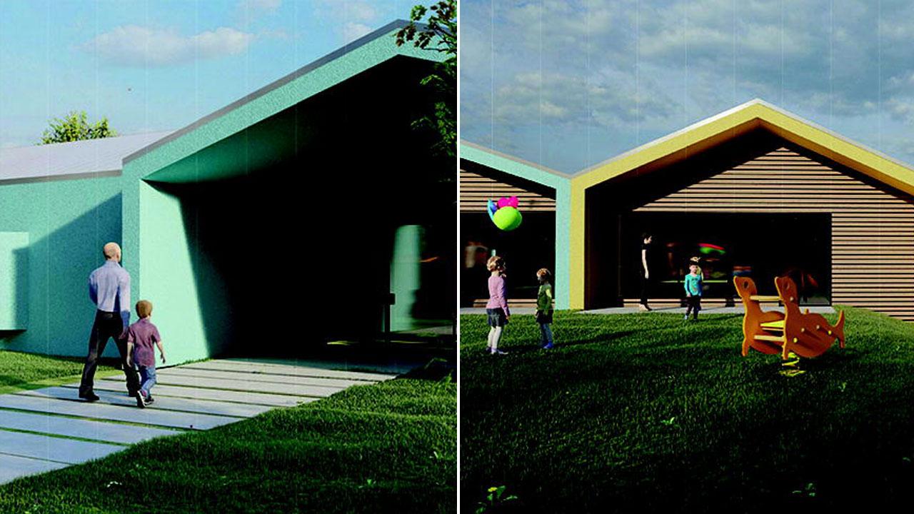 Rendering del progetto del polo scolastico destinato all’infanzia fino ai sei anni