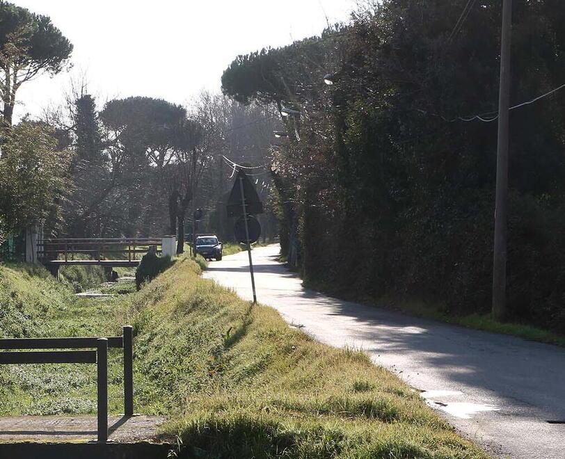 Uno scorcio di via Fescione: nel tratto finale è stato avvistato il lupo
