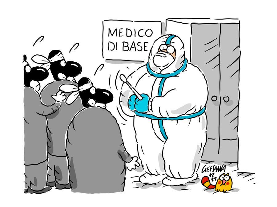 La vignetta di Gef - Conferma a rischio per 200 medici delle Usca, l’assessore: “Andranno nei paesi disagiati”