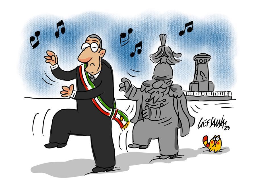 La vignetta di Gef: Capodanno flop a Sassari, il sindaco: «Lo rifarei, ma in una sola piazza»