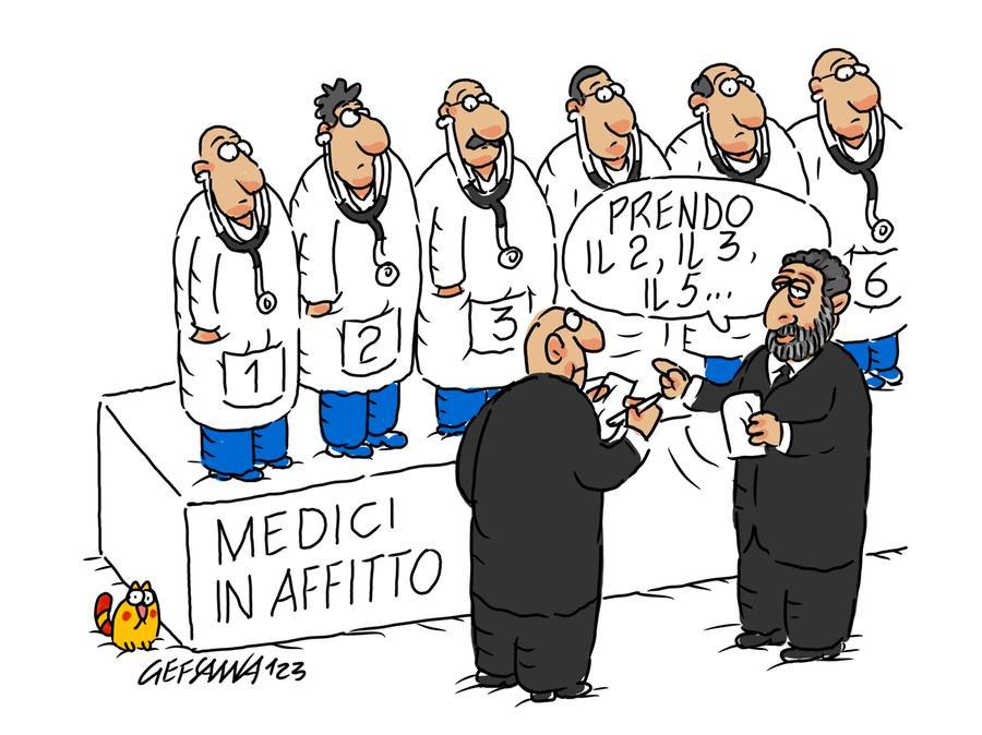 La vignetta di Gef: per l’assessore Doria i medici a gettone sono una scelta inevitabile
