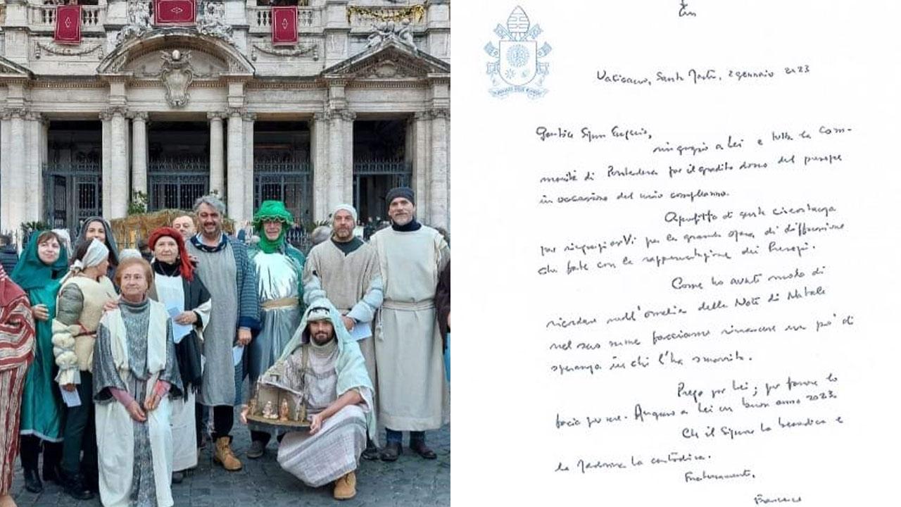 La delegazione pontederese a Roma e la lettera del Papa