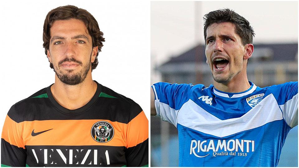 Francesco Forte del Benevento e, a destra, Stefano Moreo del Brescia