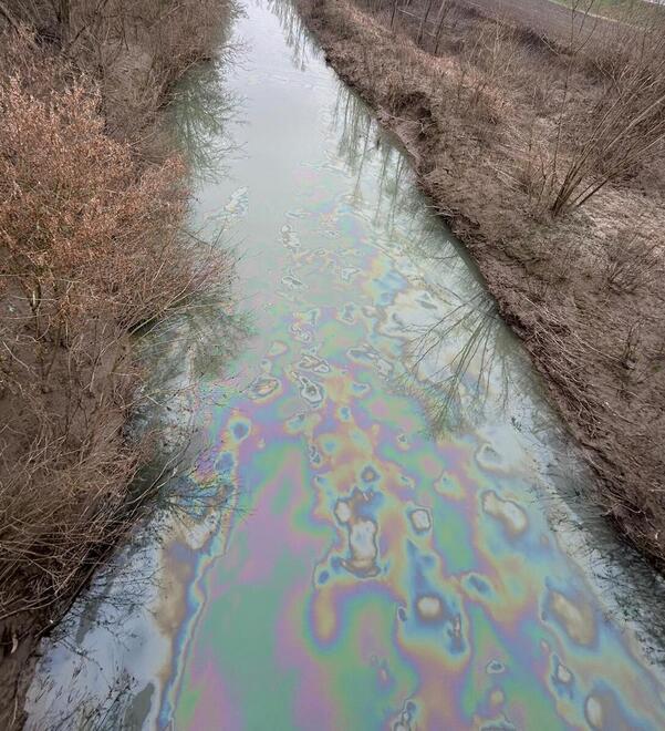 Cento, emergenza rossa per il Reno invaso da un fiume di gasolio 