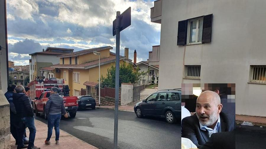 La via dove è avvenuto il tragico rogo e, nel riquadro, la vittima Gino Mazzette