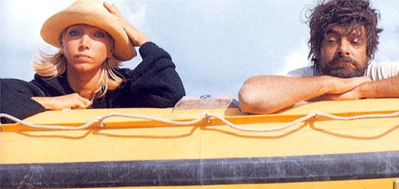 Mariangela Melato con Giancarlo Giannini sul set in Sardegna