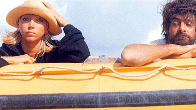 Mariangela Melato con Giancarlo Giannini sul set in Sardegna