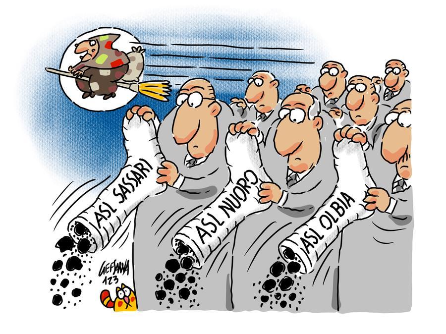 La vignetta di Gef: le Asl sarde si meritano solo il carbone dalla Befana