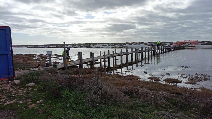 
	Il ponte di legno che porta alla spiaggia di Mari Ermi

