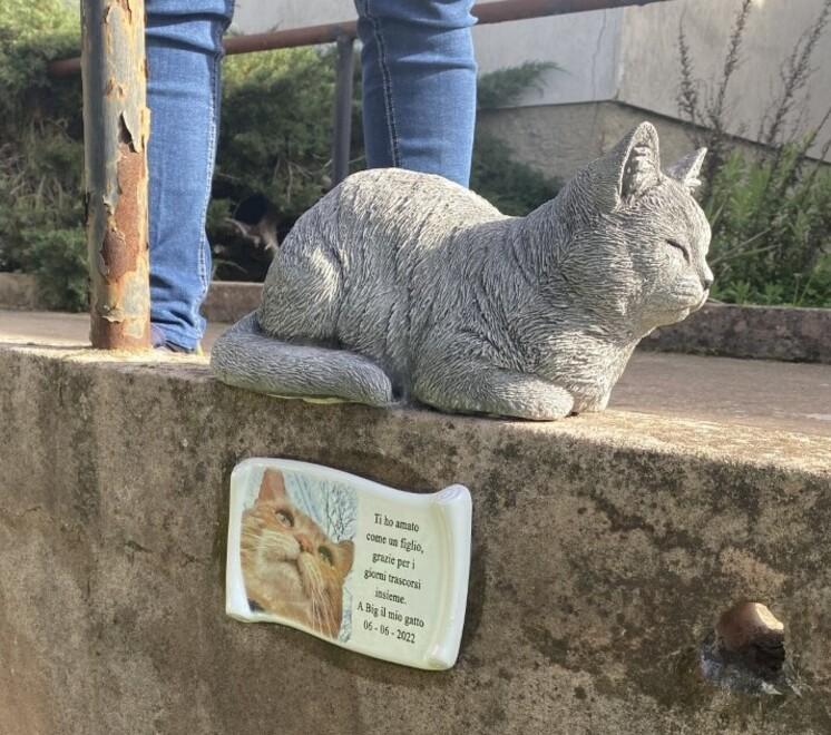 Li Punti, per Big il gattone del quartiere una statua nel giardino che amava