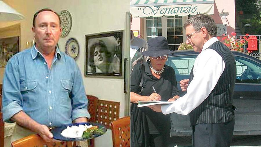 
	In alto a sinistra il ristoratore Venanzio Vannucci con un piatto del suo prelibato lardo di Colonnata che difese anche dagli attacchi dell&rsquo;Unione Europea A destra la regista Lina Wertmuller mentre firma un autografo davanti al locale allo storico direttore di sala Roberto Ferlini

