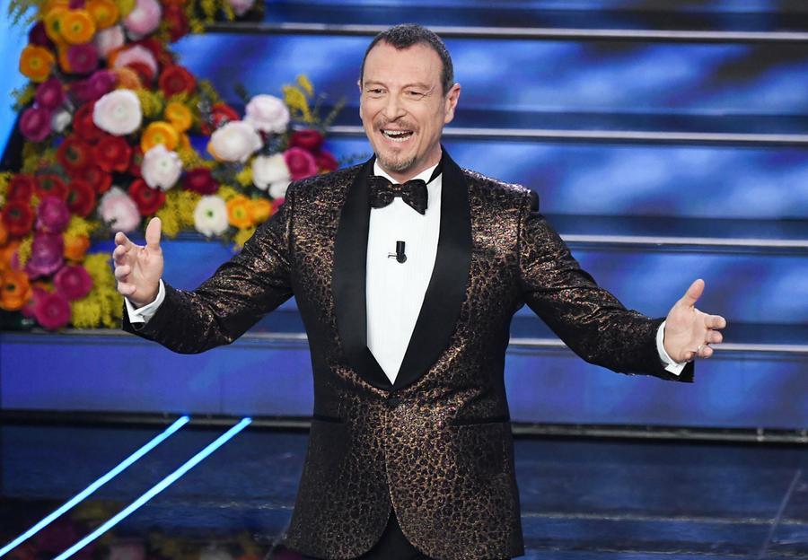 Italian Sanremo Festival artistic director Amadeus on stage at the Ariston theatre during the 70th Sanremo Italian Song Festival, Sanremo, Italy, 06 February 2020. The festival runs from 04 to 08 February.  ANSA/ETTORE FERRARI