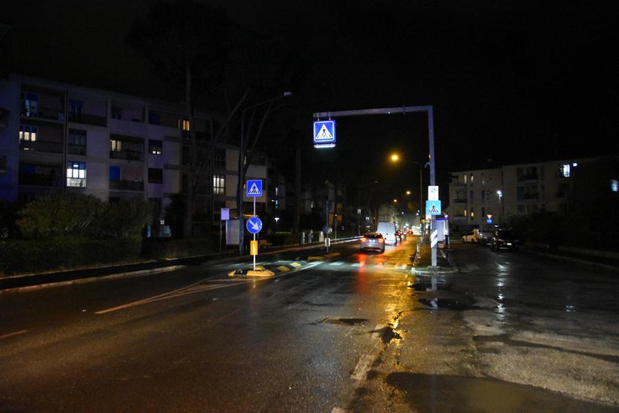 
	Le strisce pedonali dove &egrave; avvenuto l'incidente (foto Agenzia BF)

