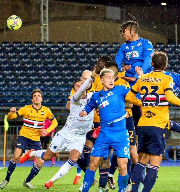 Il colpo di testa di Tyronne Ebuhei che ha deciso la sfida tra Empoli e Sampdoria