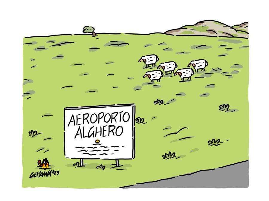 La vignetta di Gef: la grande crisi dell’aeroporto di Alghero tra cassintegrazione e voli negati