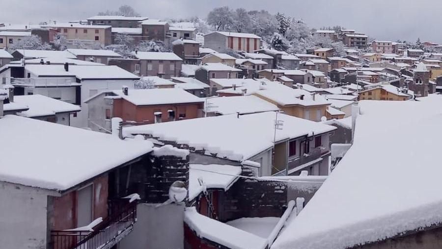 Neve in Barbagia, uno scatto su Ollolai