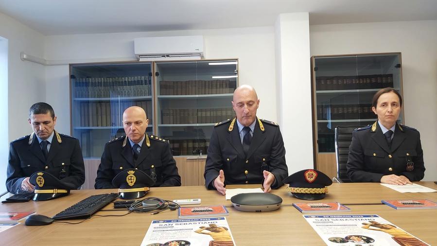 I vertici della polizia locale di Cagliari: da sx Nicola Ambrosini, Davide Ullasci, Guido Calzia, Elisabetta Spano