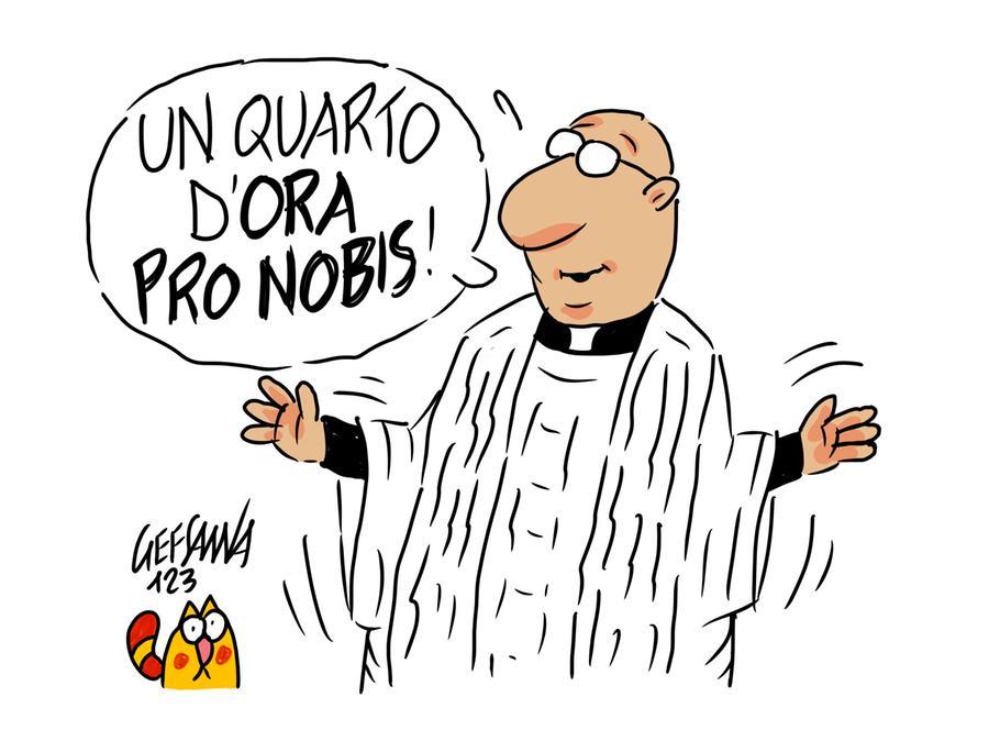 La vignetta di Gef: il papa sollecita omelie non troppo lunghe