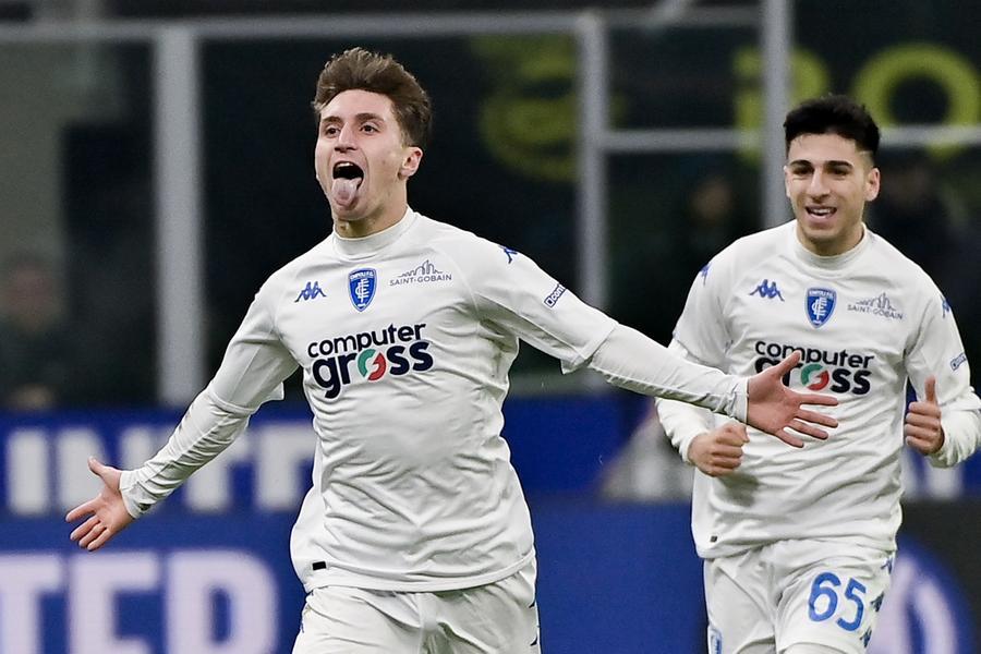 
	L'esultanza di Baldanzi e Parisi dopo il vantaggio a San Siro


