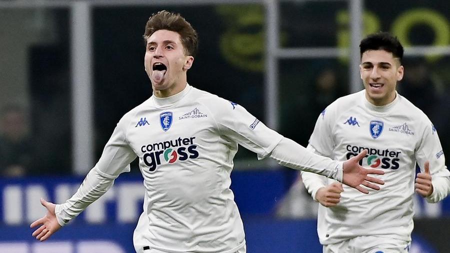L'esultanza di Baldanzi e Parisi dopo il vantaggio a San Siro