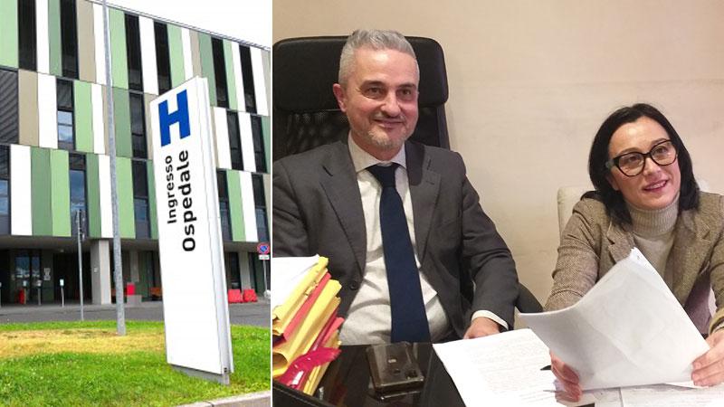 L'ingresso dell’ospedale San Jacopo e gli avvocati Daniele Nicolìn e Valentina Niccoli