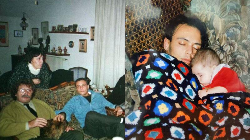 Qui sopra Lorenzo con la madre e il padre. A destra con la sorellina