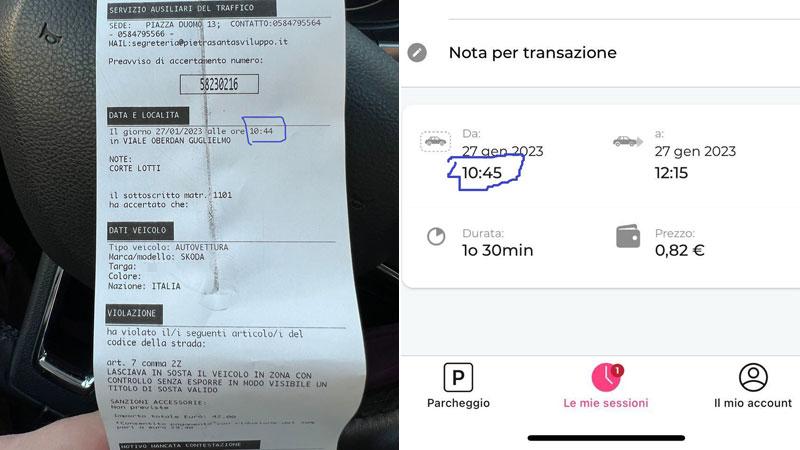 Pietrasanta, automobilista multato per un minuto di ritardo: «Sanzione assurda»