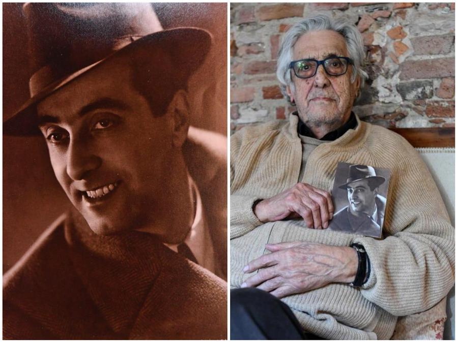 
	A sinistra una foto d'epoca di Umberto Paradossi; a destra, il figlio Alberto con in mano la fotodel padre

