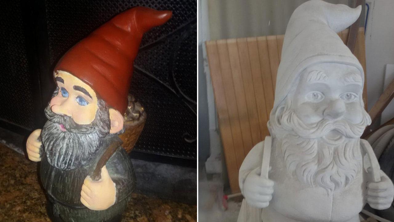 Uno gnomo in bronzo e uno in marmo realizzati dal professor Giuseppe Costa