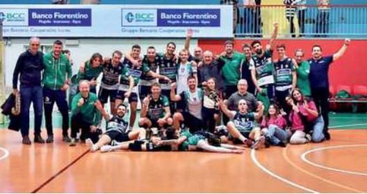 
	La Imballplast festeggia dopo il netto successo con Villadoro (Foto da Fb)

