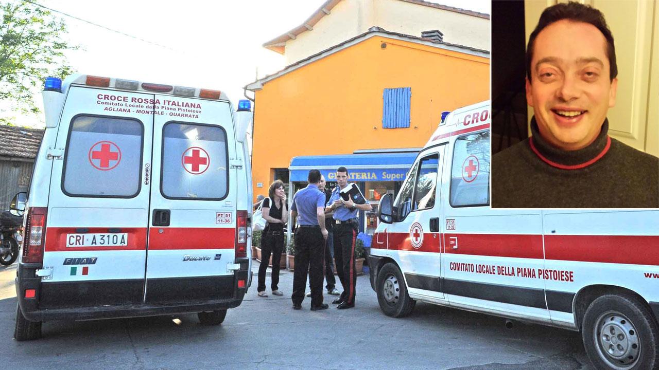Andrea Finocchi e un intervento di soccorso della Croce rossa (foto d’archivio)