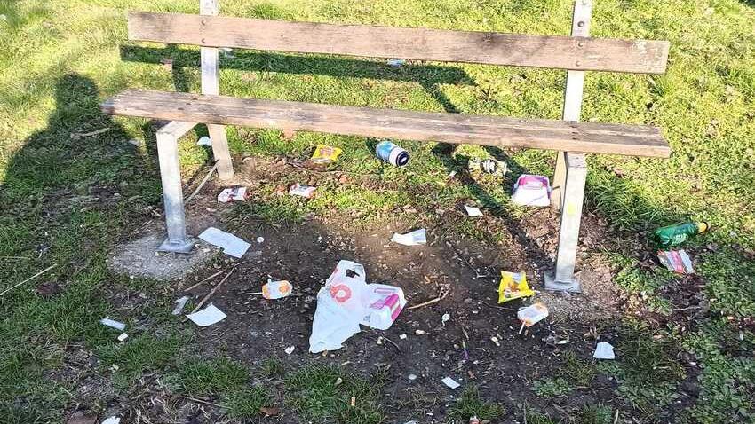Portomaggiore, panche divelte e rifiuti al parco Cesare Toschi
