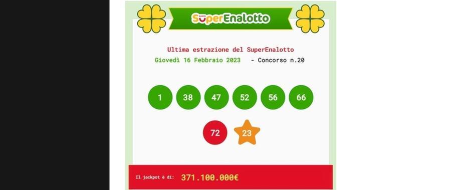 Centrato il sei al Superenalotto: vincita di 371 milioni di euro