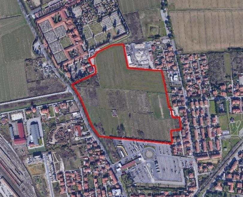 
	L'area in cui il Pisa Sporting Club vuol realizzare il nuovo centro sportivo&nbsp;

