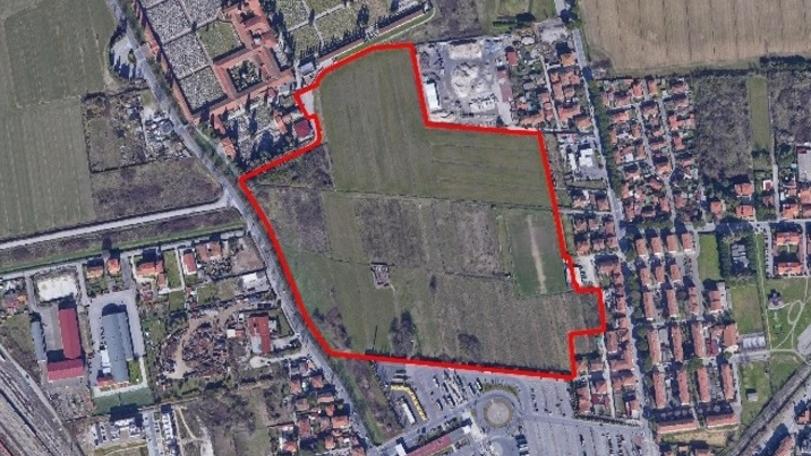 L'area in cui il Pisa Sporting Club vuol realizzare il nuovo centro sportivo 