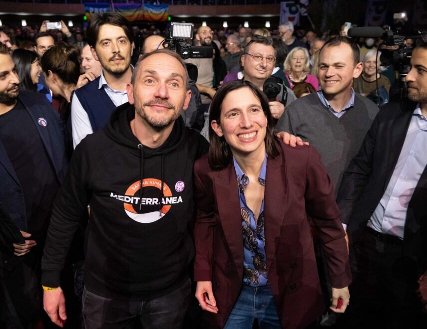 Emiliano Fossi ed Elly Schlein durante la campagna elettorale
