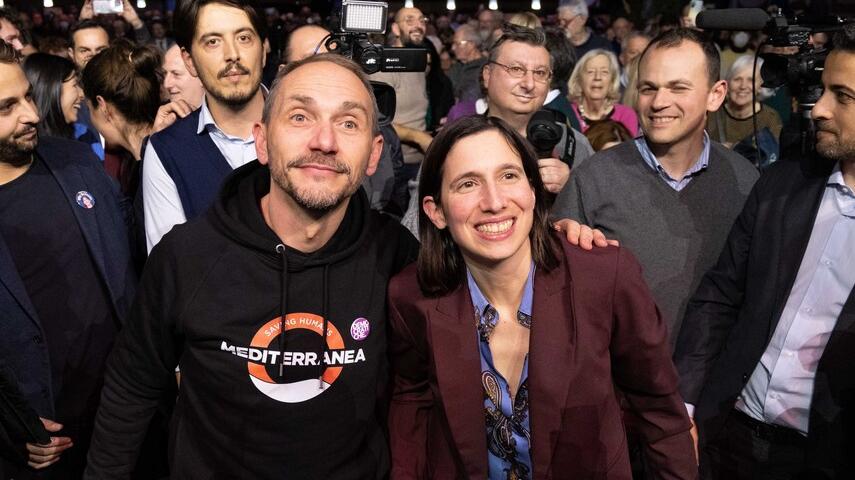 Emiliano Fossi ed Elly Schlein durante la campagna elettorale