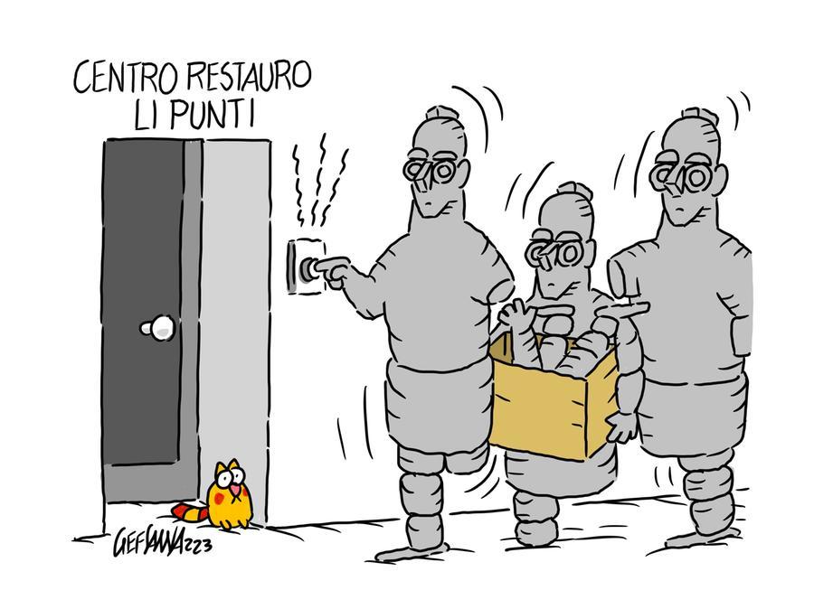 La vignetta di Gef: nuovi scavi a Monte Prama, tutti i restauri a Li Punti