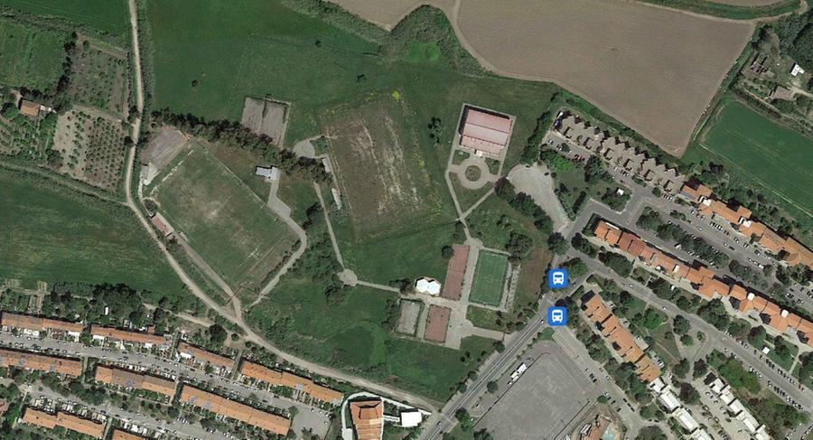 
	Una veduta aerea della zona sportiva del quartiere di Torangius

